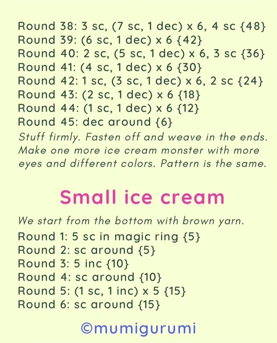 Cute Crochet Monster Ice Cream Family Pattern