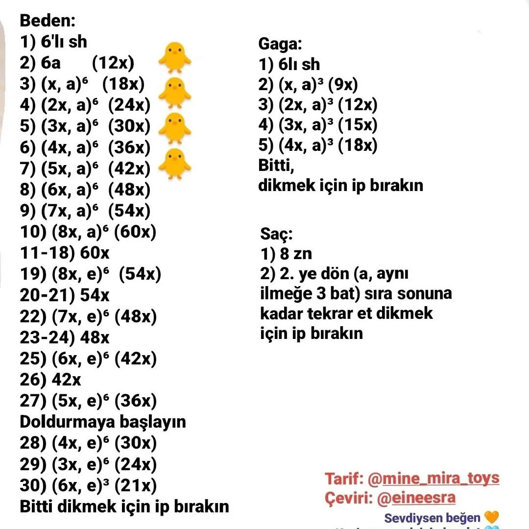 Dễ thương Gà con Móc len Miễn phí Sơ đồ