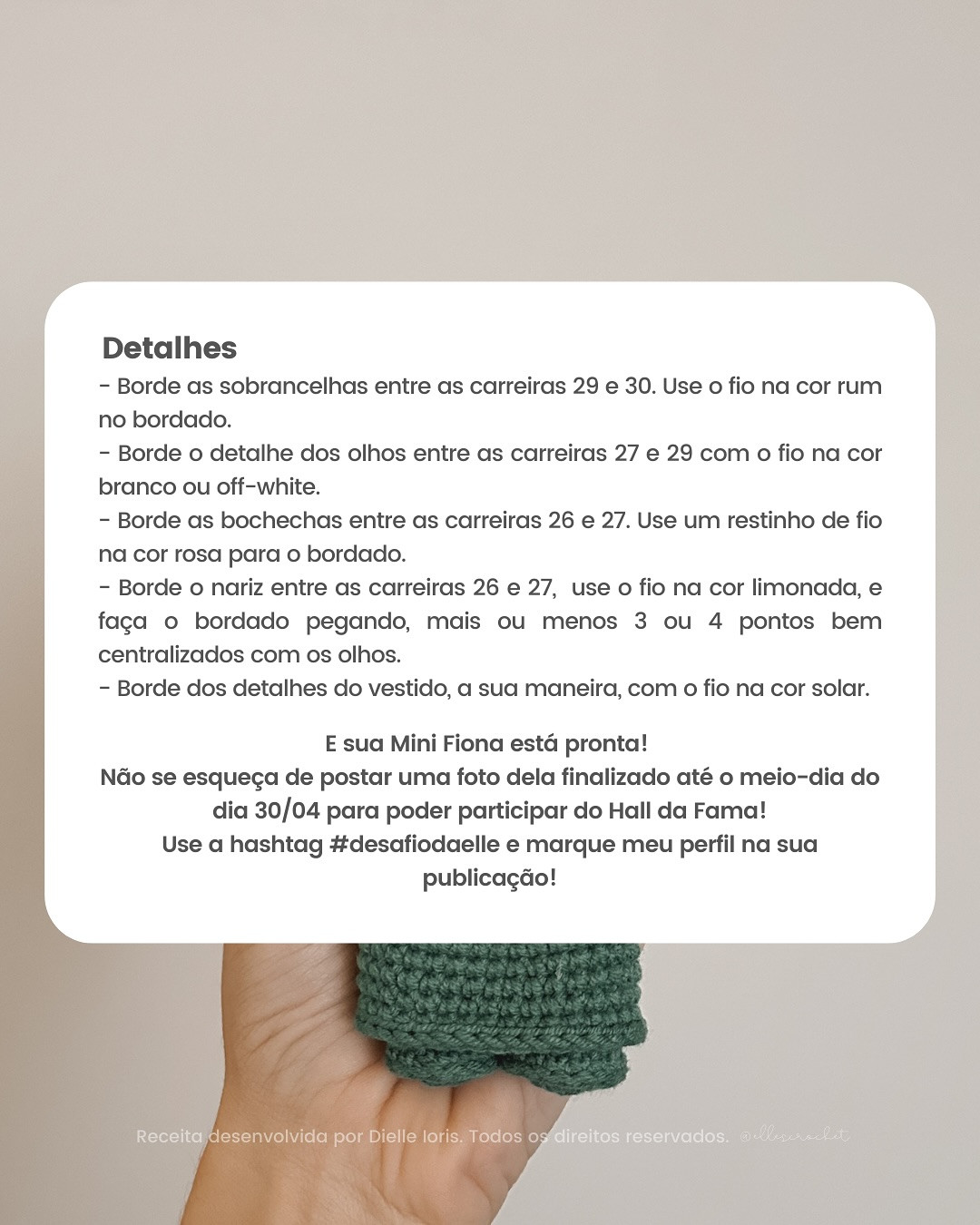 Desafio de Abril: Amigurumi Mini Fiona - Gráfico Grátis