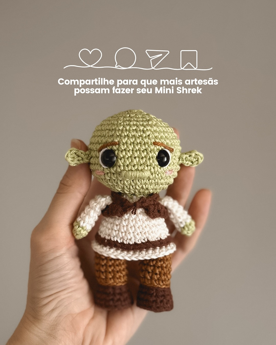 Desafio de março: Mini Shrek em crochê. Gráfico gratuito!