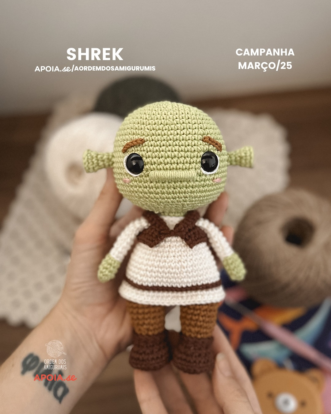 Desafio de março: Mini Shrek em crochê. Gráfico gratuito!
