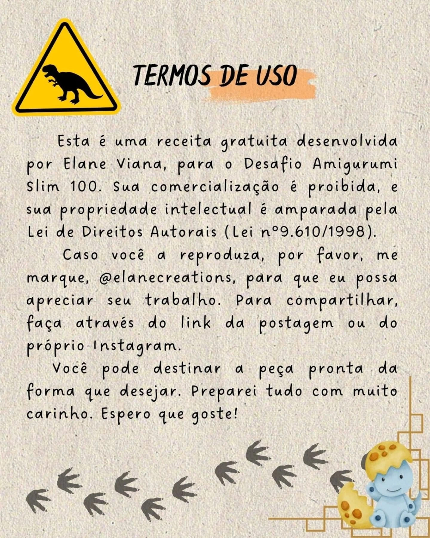 Dino de crochê: gráfico gratuito