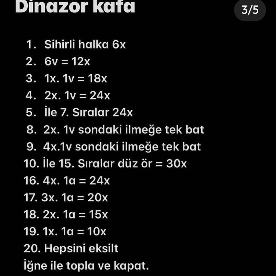 Dinosor Parmak Kuklası Tığ İşi Anlatımı