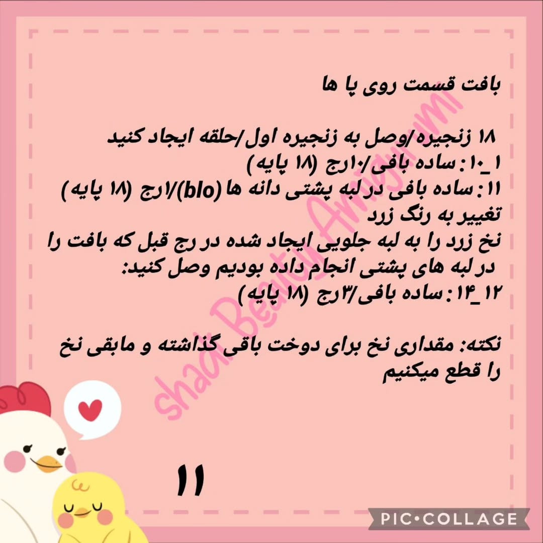 دستور بافت  جوجه ی زرد