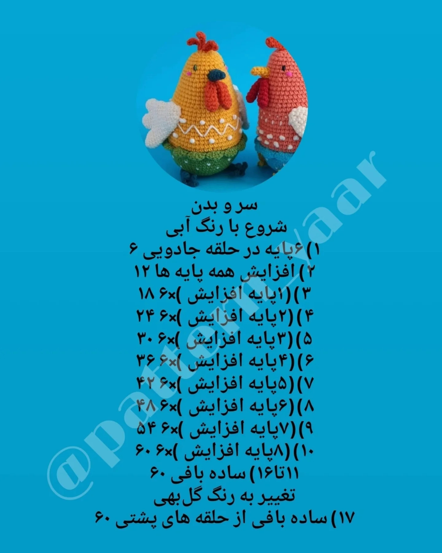 دستور بافت مرغ‌های رنگی