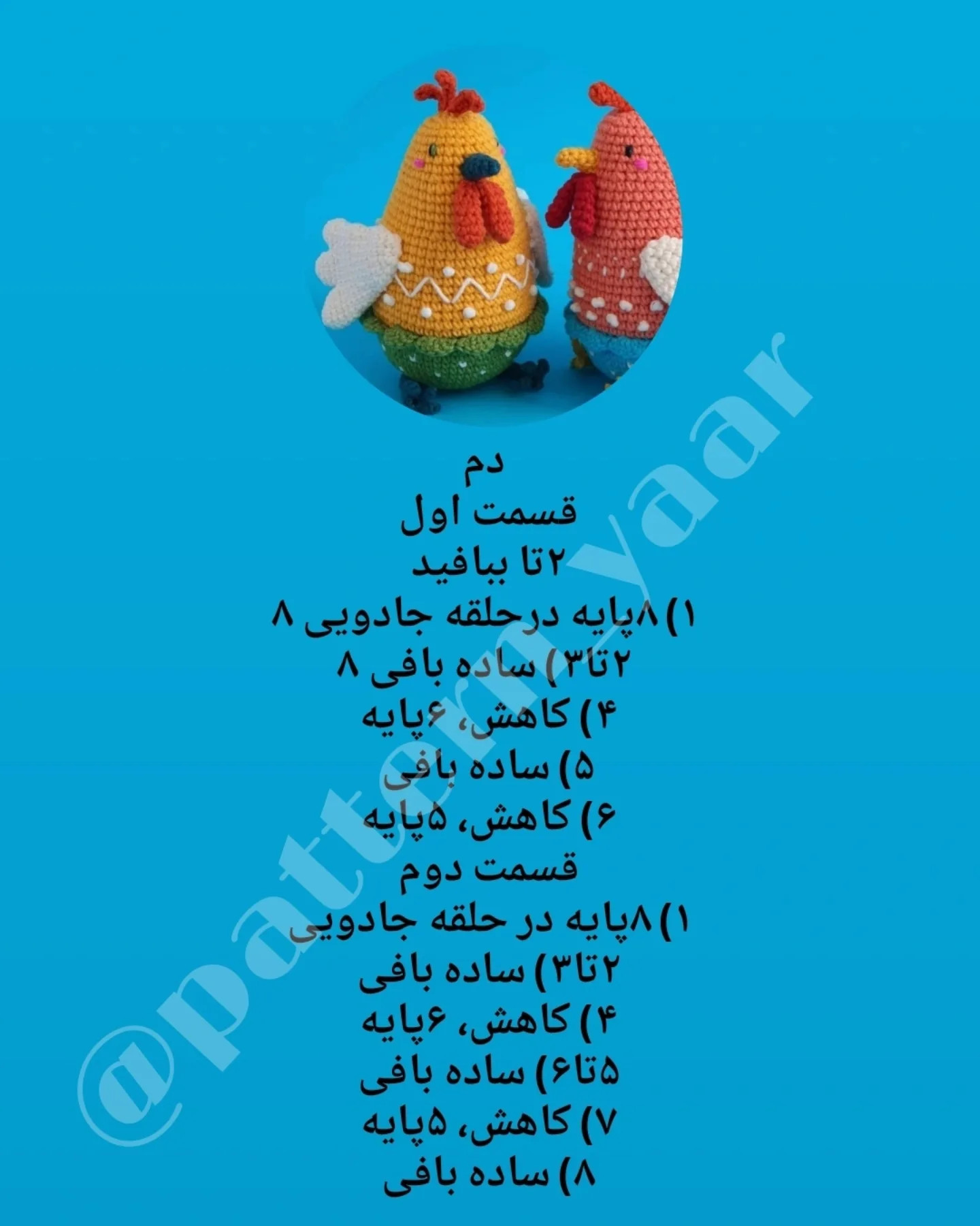 دستور بافت مرغ‌های رنگی