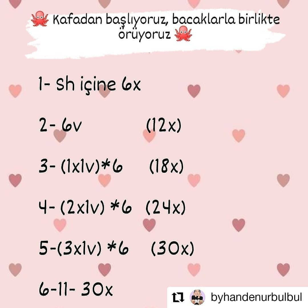 Duygusal Ahtapot Amigurumi Şeması