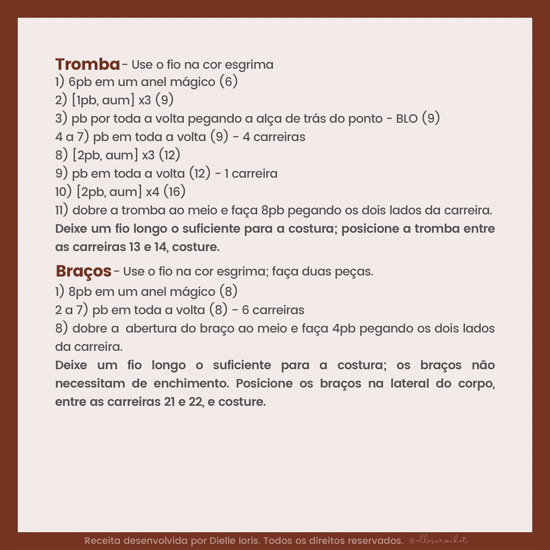 Elefantinho Theo: Gráfico de Crochê Grátis
