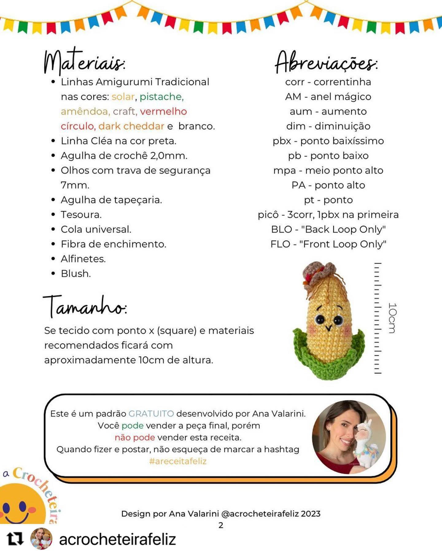 EMILHO: Gráfico de crochê grátis do milho feliz