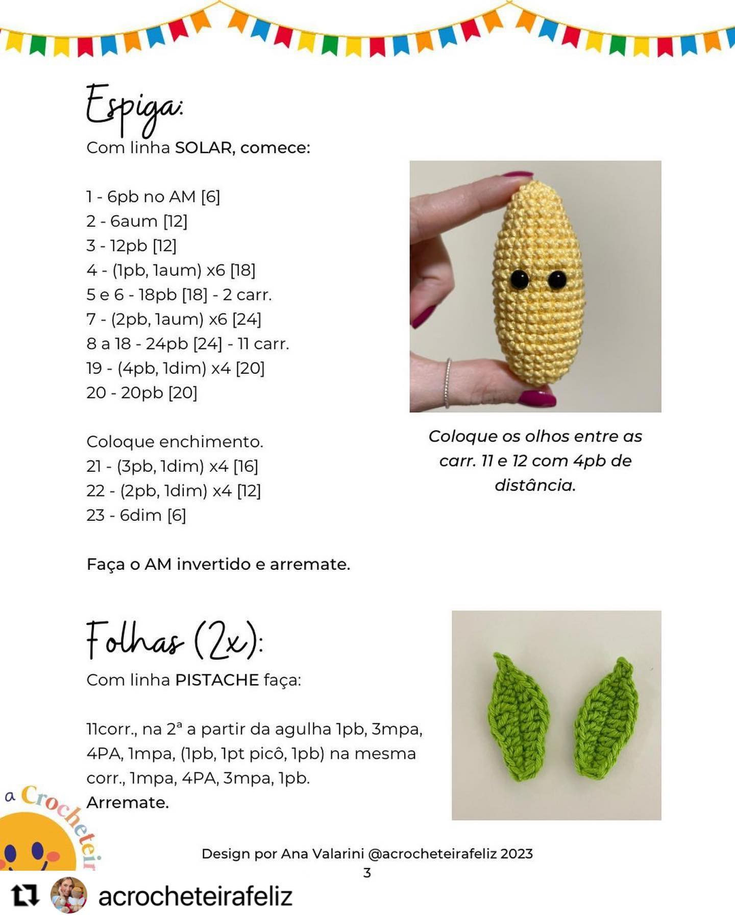 EMILHO: Gráfico de crochê grátis do milho feliz