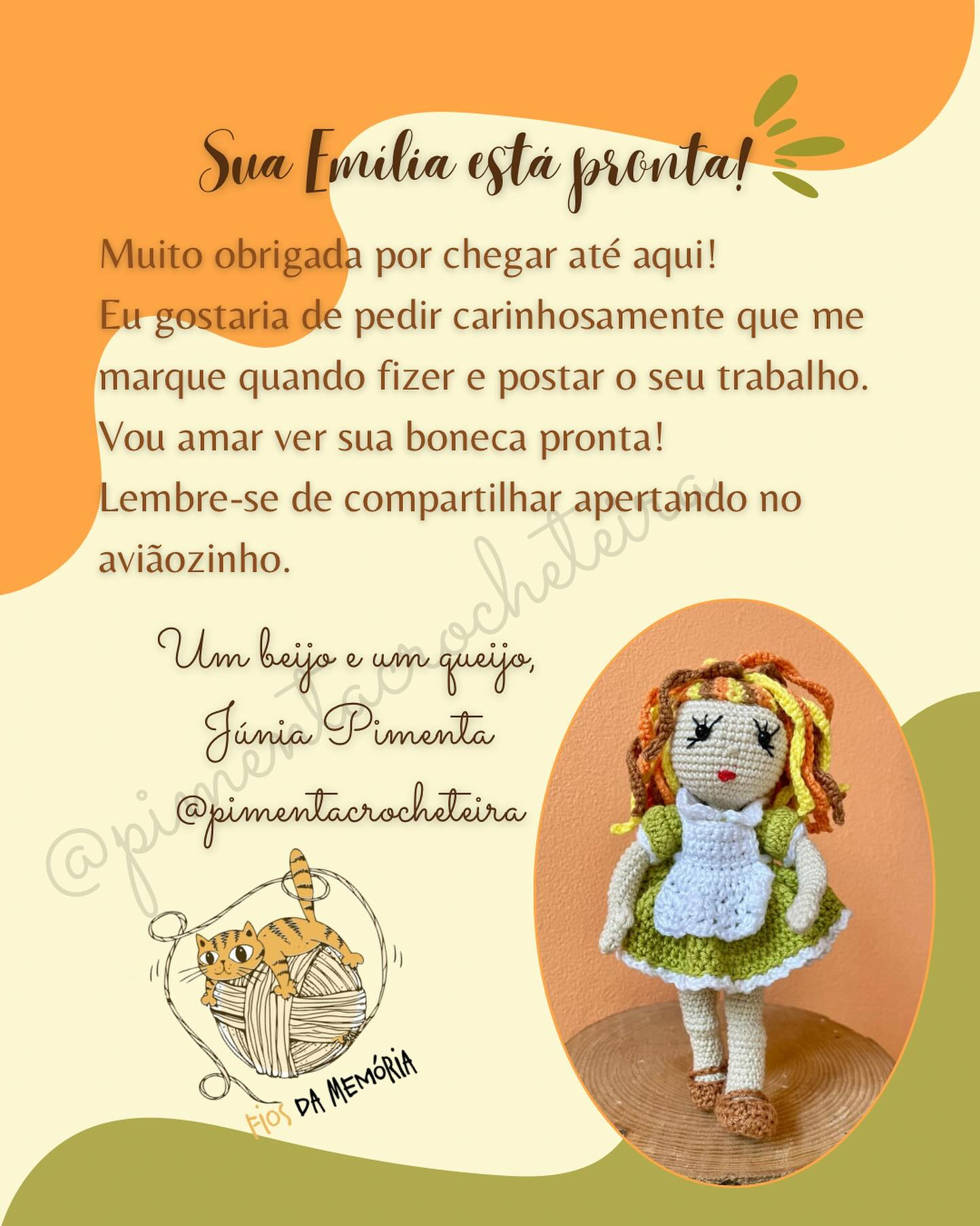 Emília: Gráfico de crochê gratuito da boneca anos 80.