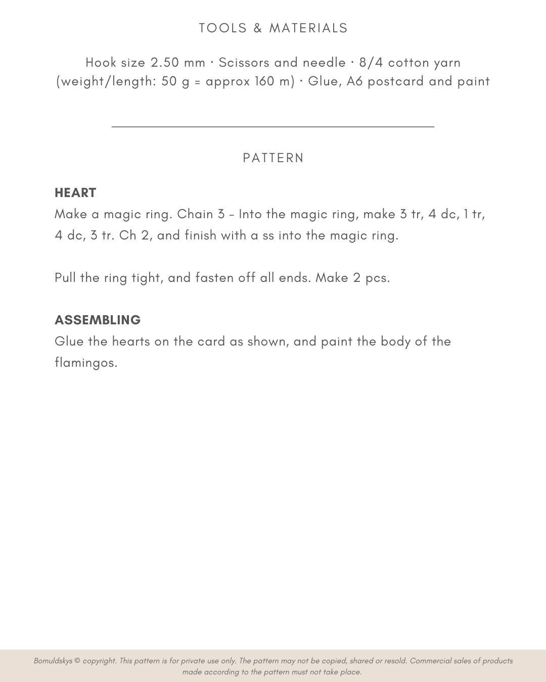 English: Crochet Heart Flamingo Pattern: Valentine's Day Craft