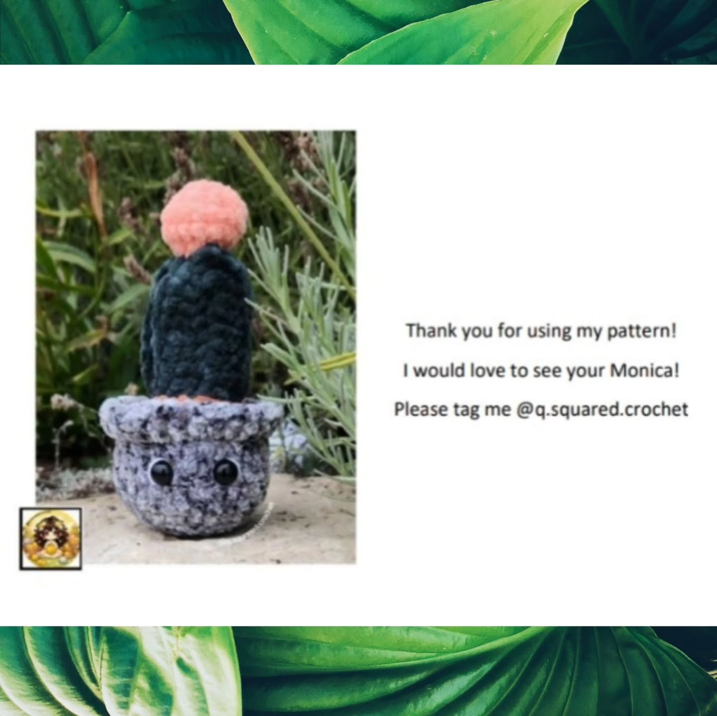 English: Crochet Pattern: No-Sew Monica the Moon Cactus