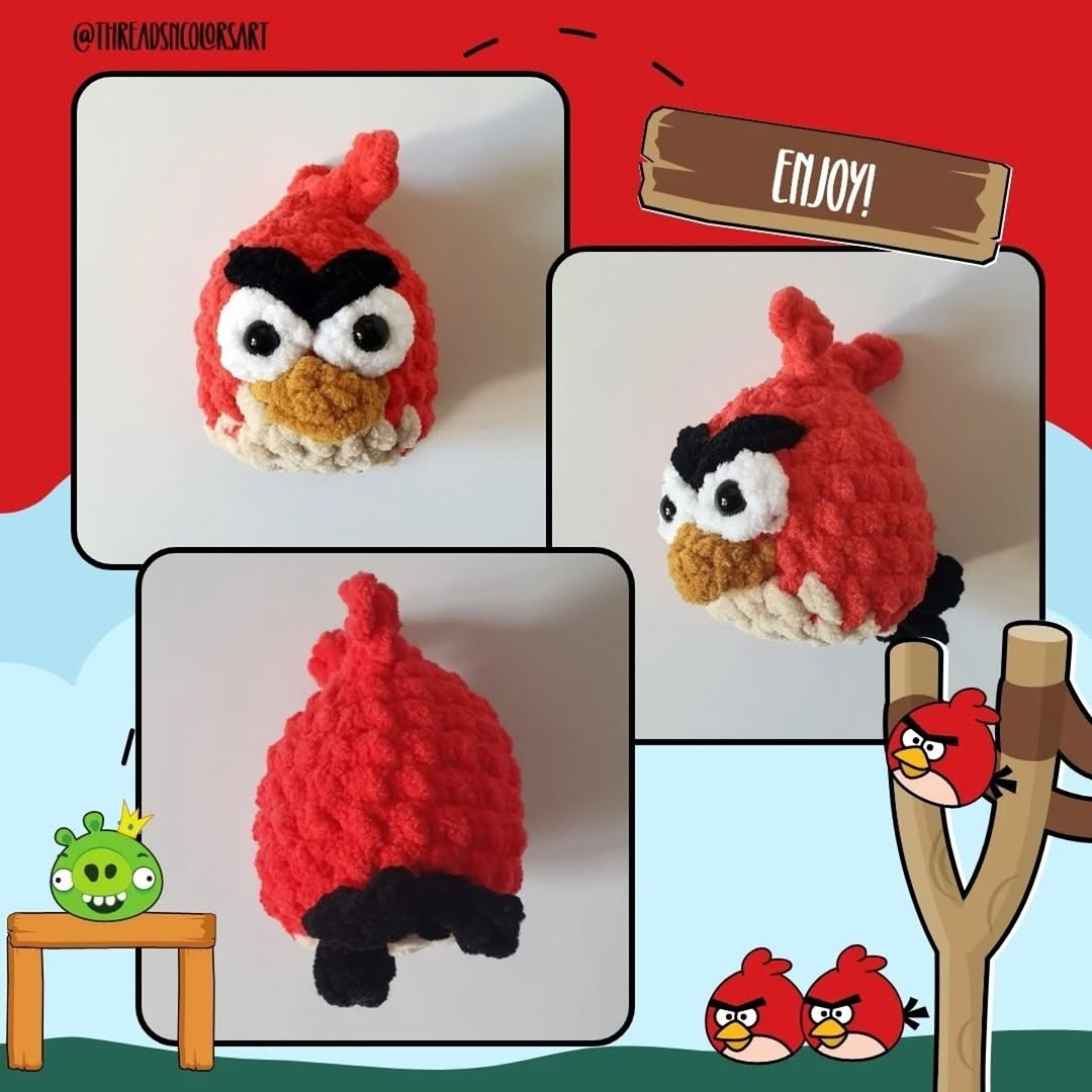 English: Free Crochet Pattern: Angry Red Bird Amigurumi