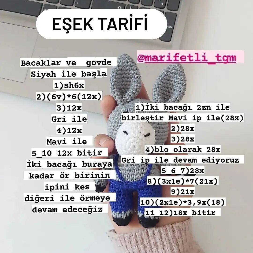 Eşek Amigurumi Tığ İşi Tarifi