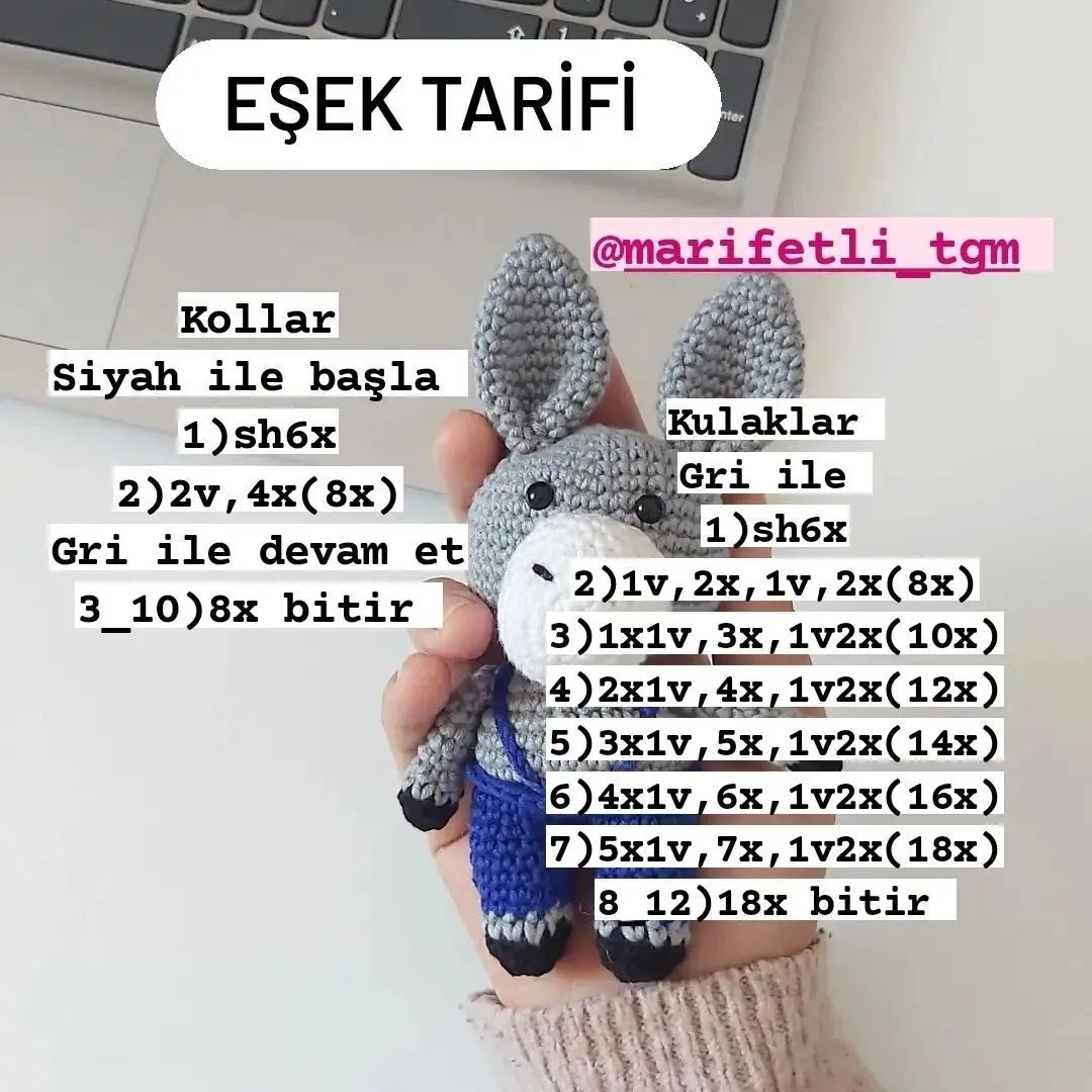 Eşek Amigurumi Tığ İşi Tarifi