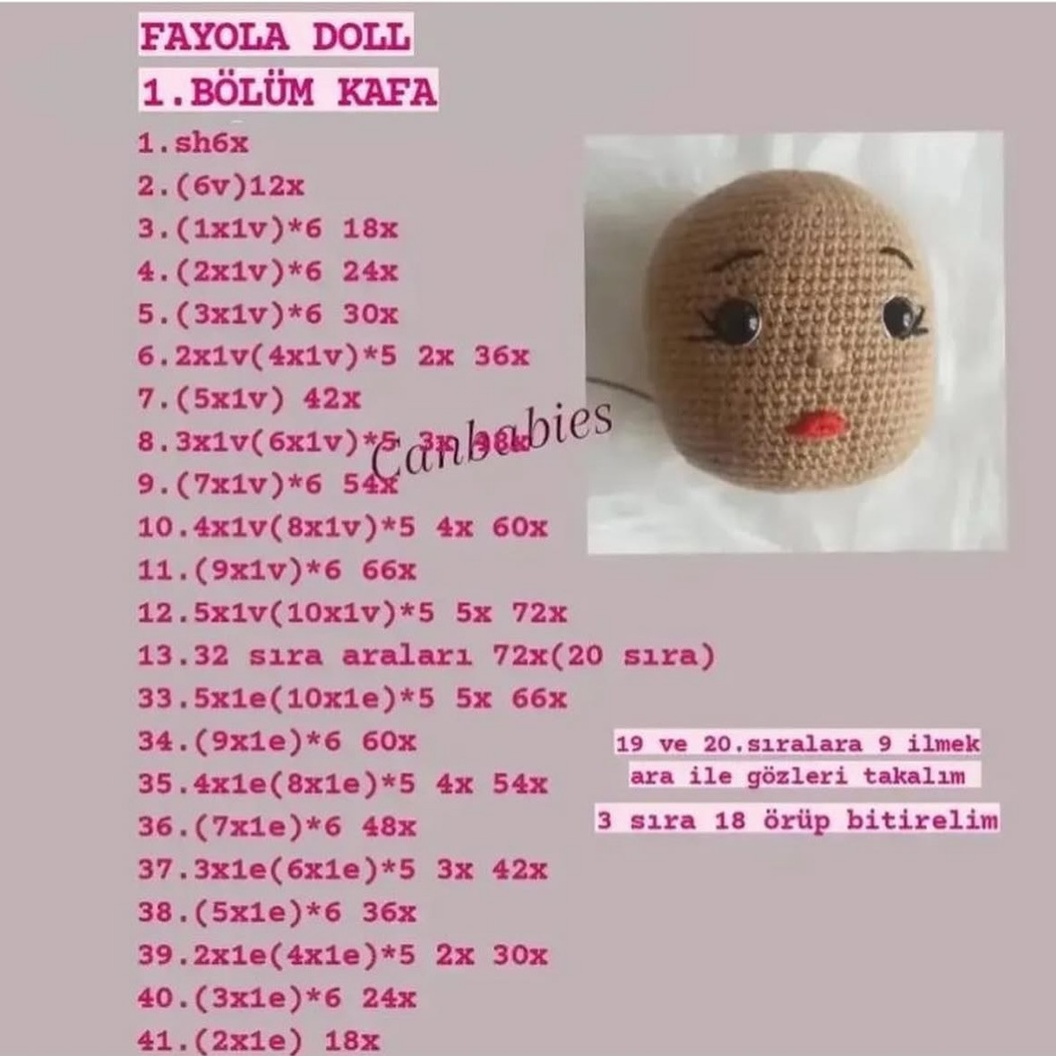 Fayola Bebek Amigurumi Şeması