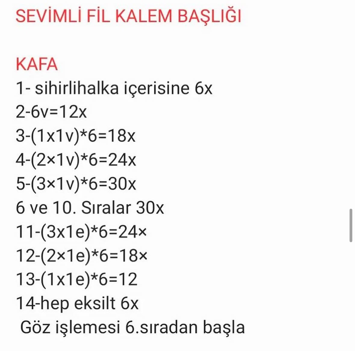 Fil Kalem Başlığı Tığ İşi Tarifi