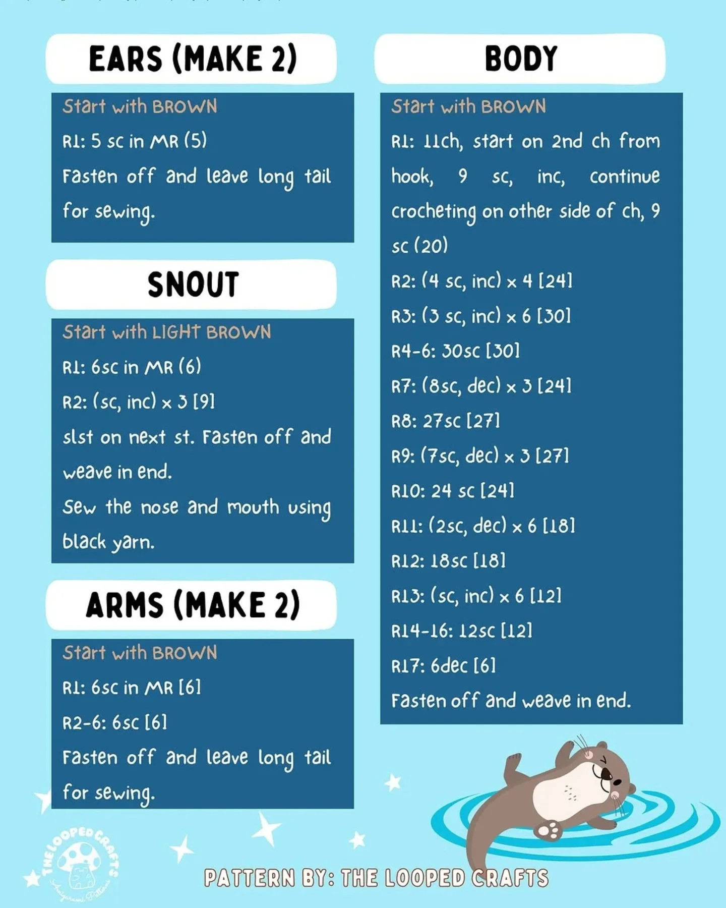 Free Amigurumi Otter Crochet Pattern
