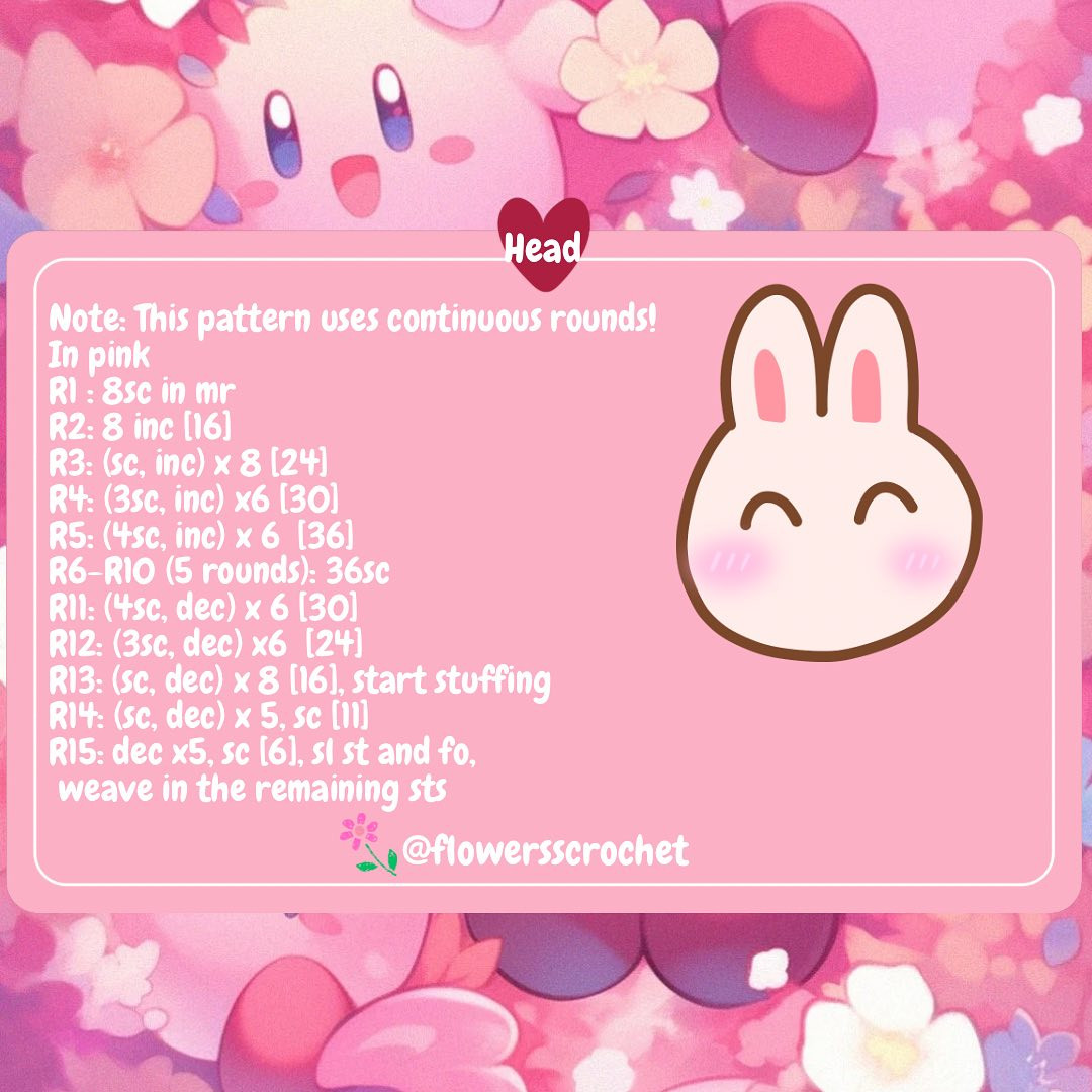 ❣️Free Bunny Kirby Pattern out now❣️ <(˶ᵔᵕᵔ˶)>