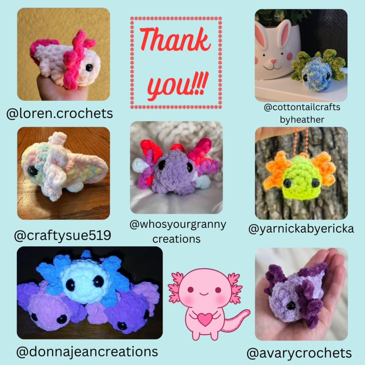 Free Crochet Axolotl Keychain Pattern