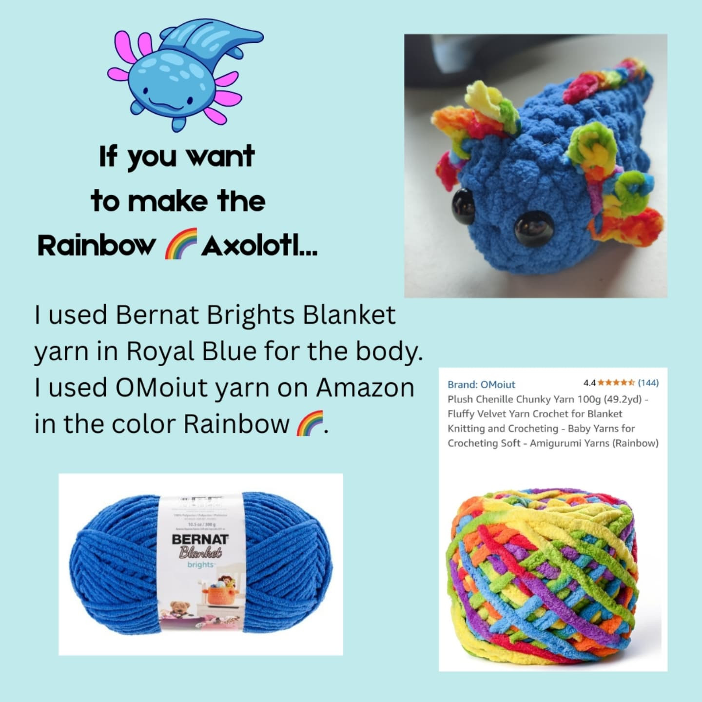 Free Crochet Axolotl Keychain Pattern