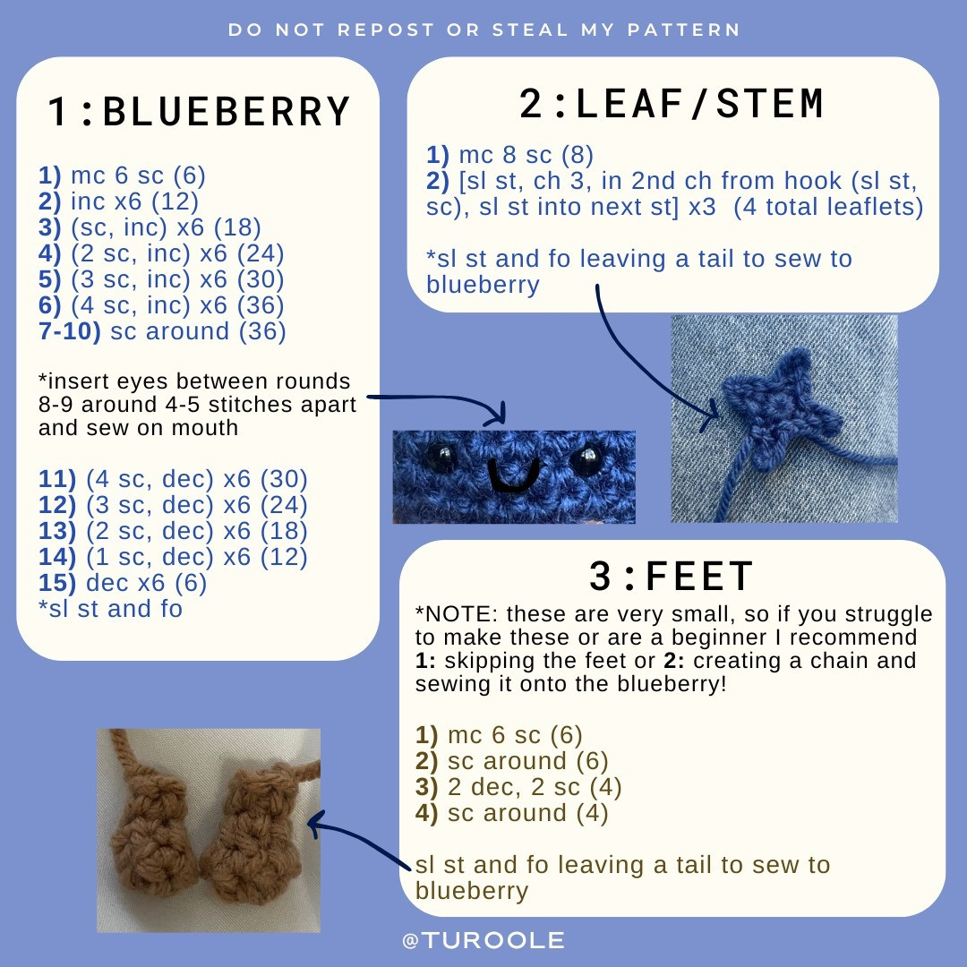 Free Crochet Blueberry Amigurumi Pattern