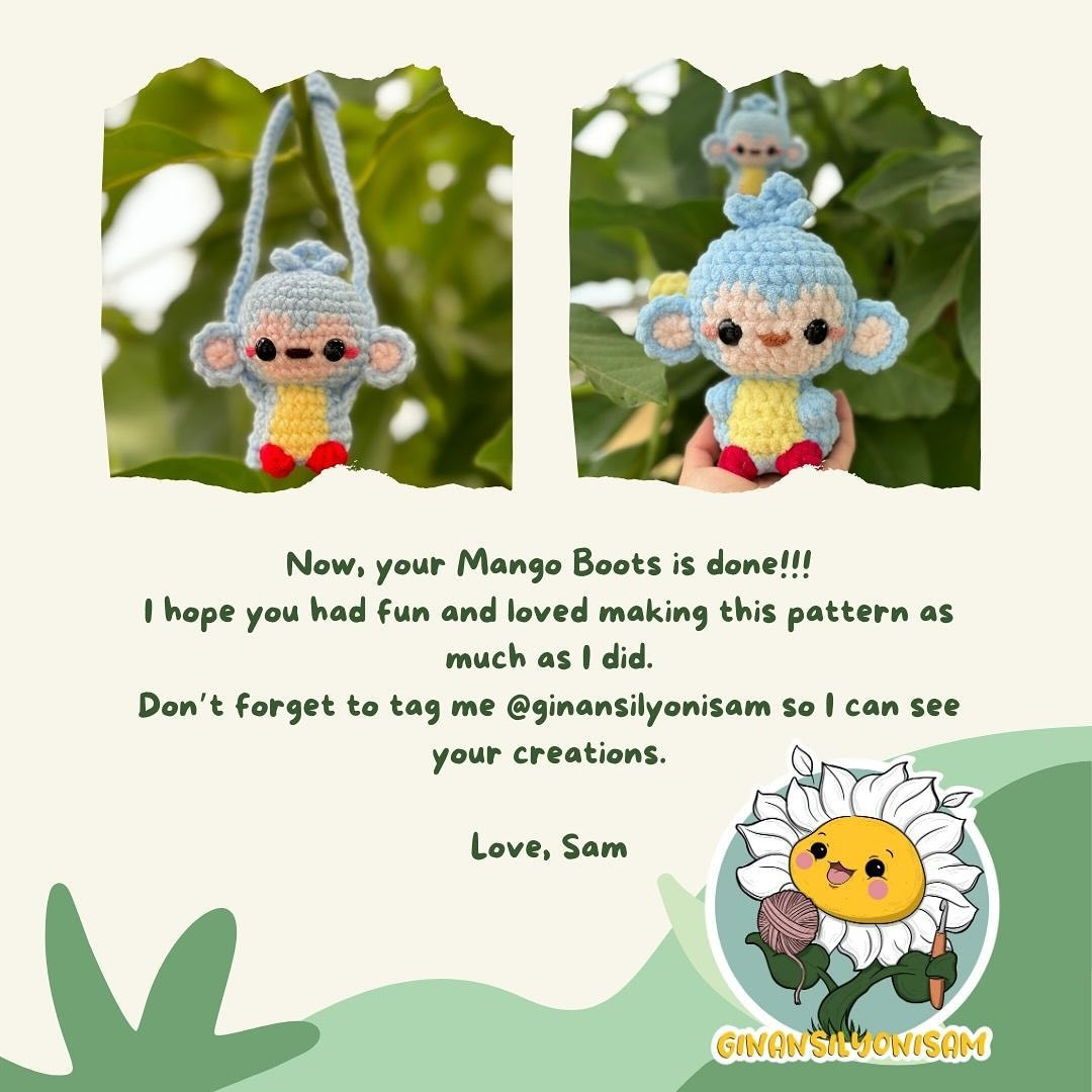 Free Crochet Boots Mod for Mango the Monkey Amigurumi