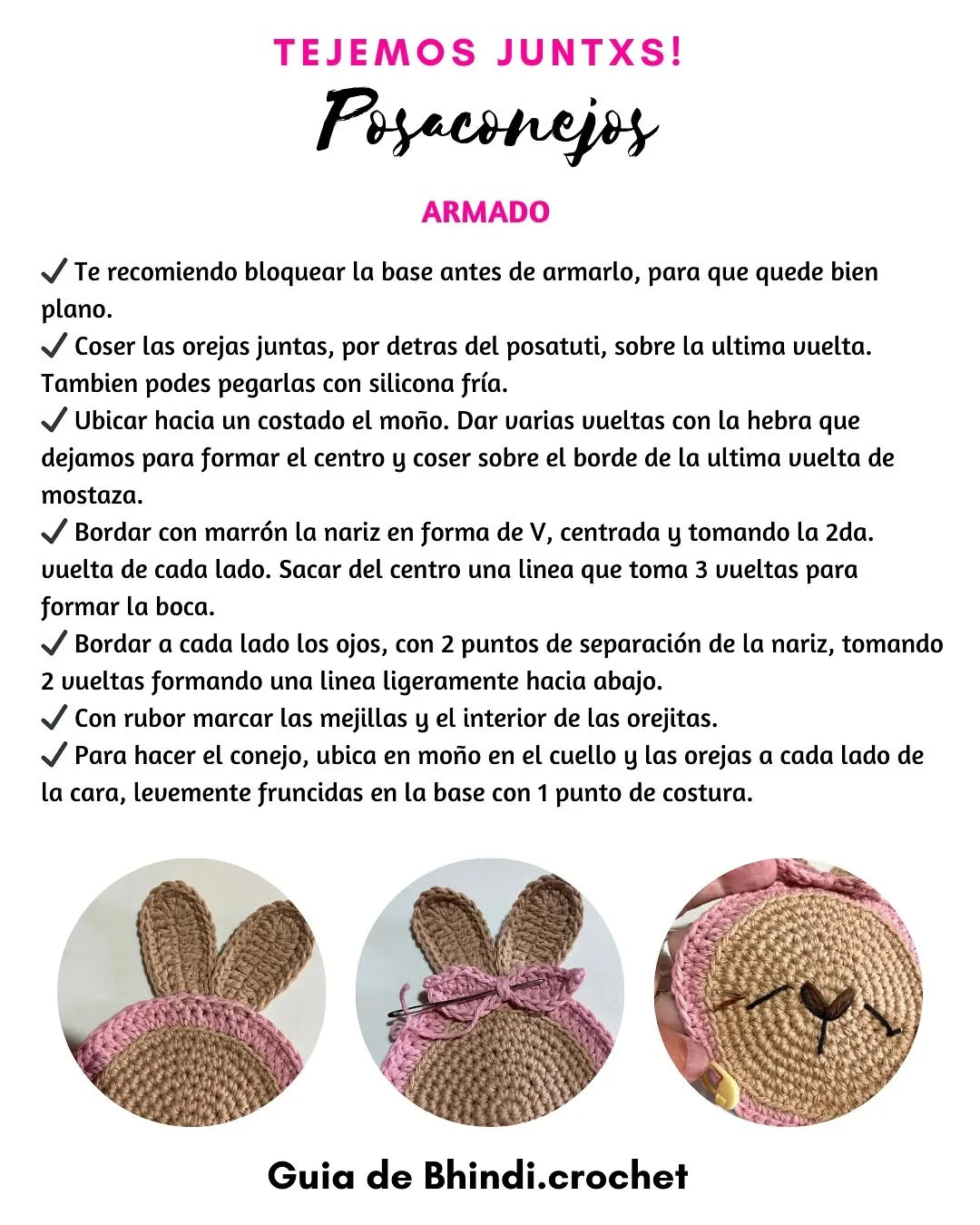 Free Crochet Bunny Coasters Pattern