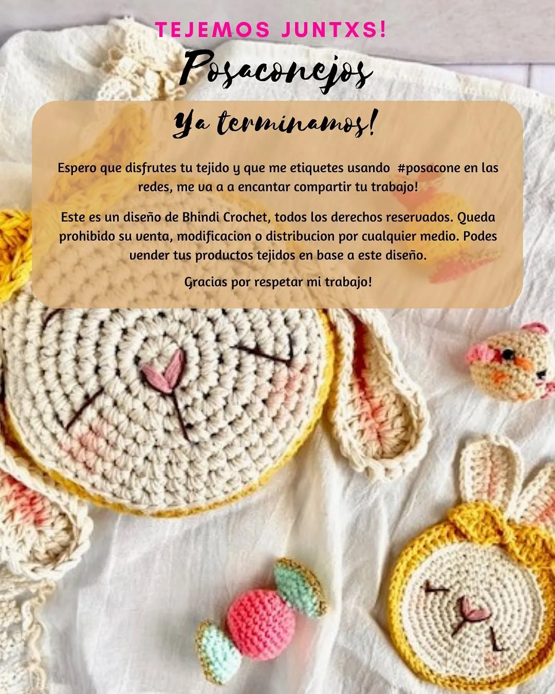 Free Crochet Bunny Coasters Pattern