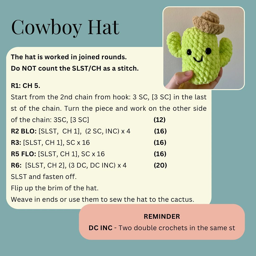 Free Crochet Cactus Pattern: Adorable Cowboy Hat