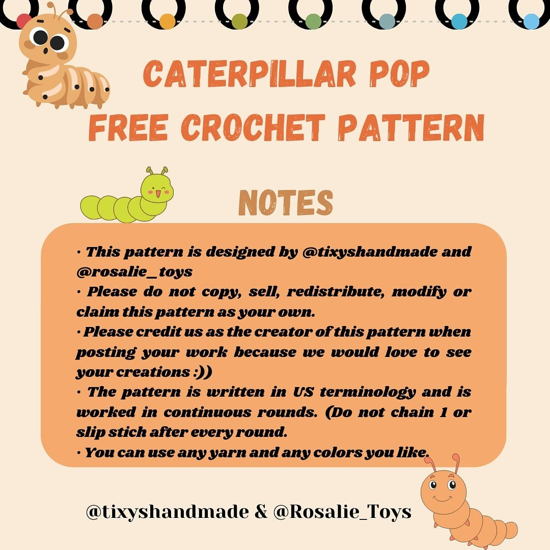 Free Crochet Caterpillar Amigurumi Pattern: No-Sew!
