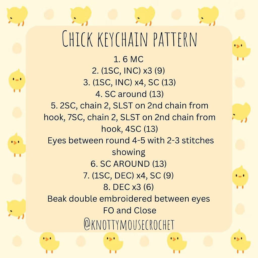 Free Crochet Chick Keychain Pattern