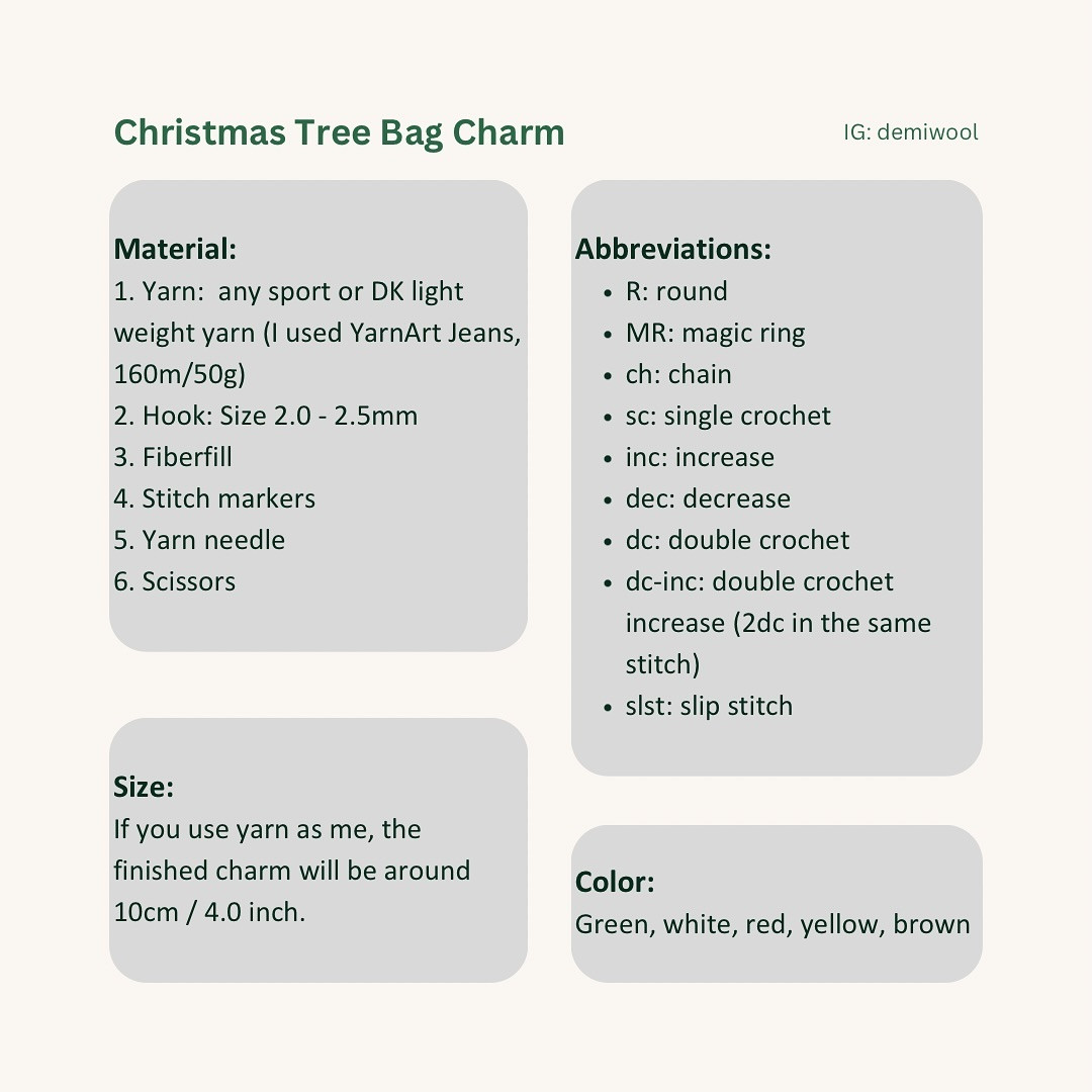 Free Crochet Christmas Tree Charm Pattern