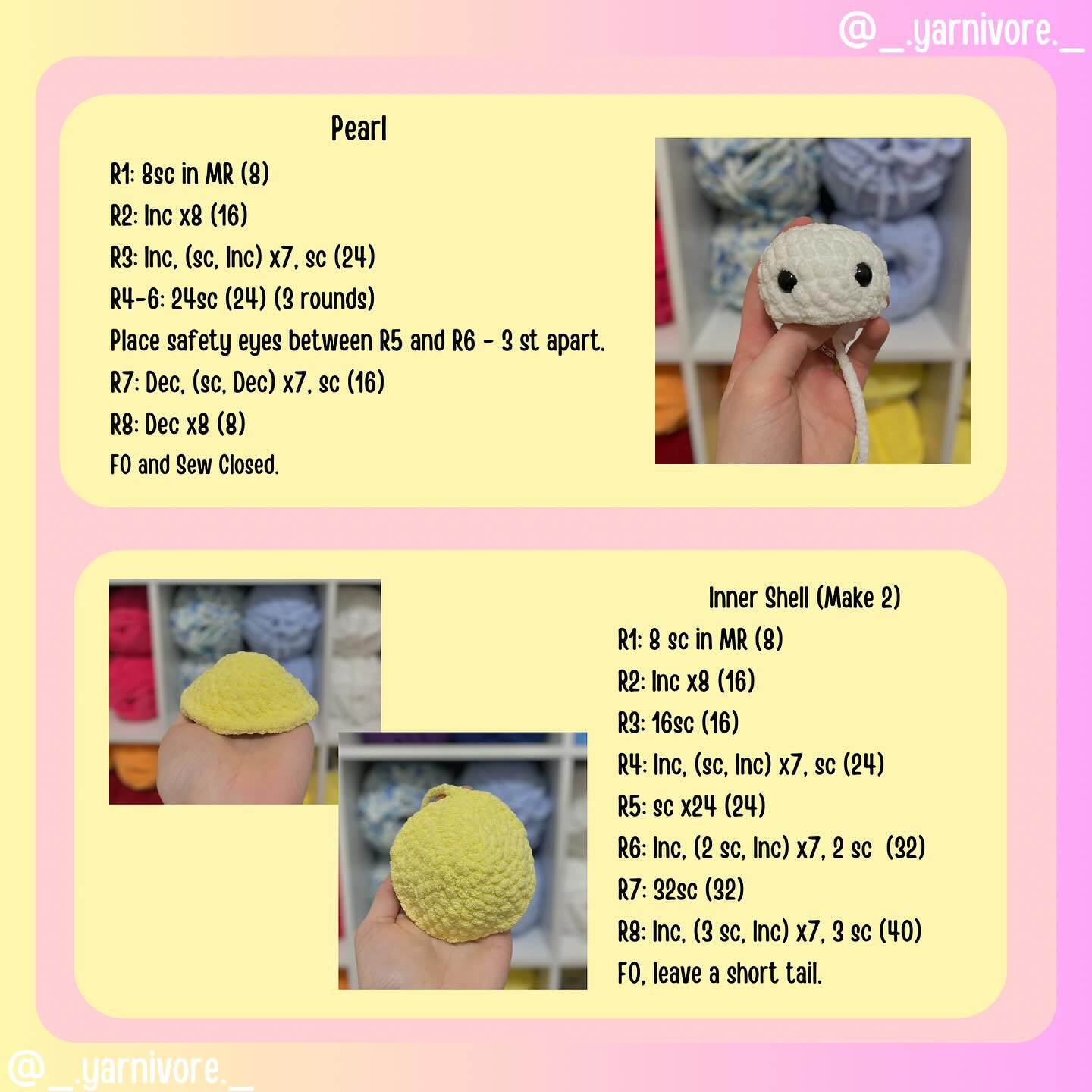 Free Crochet Clam Pattern with Pearl
