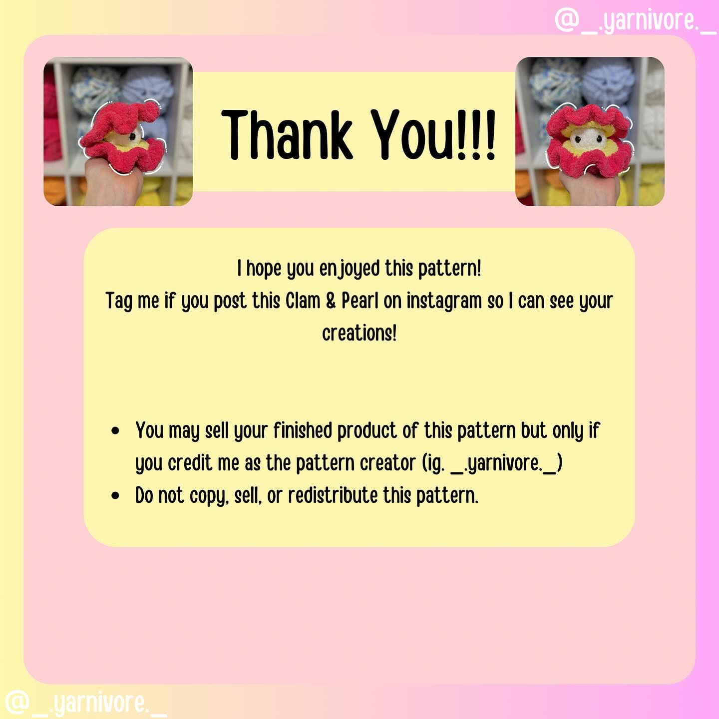 Free Crochet Clam Pattern with Pearl
