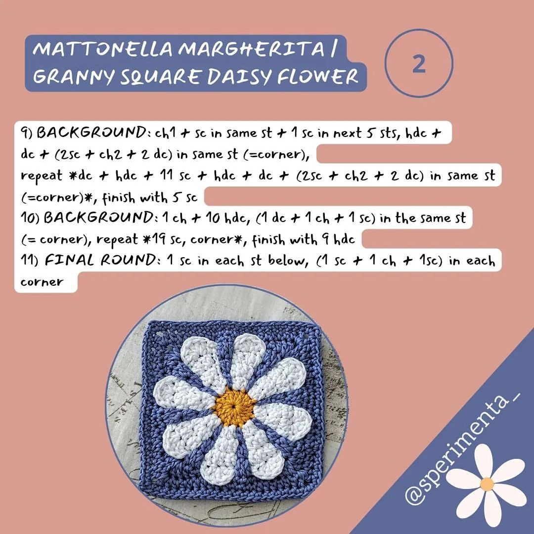 Free Crochet Daisy Square Pattern