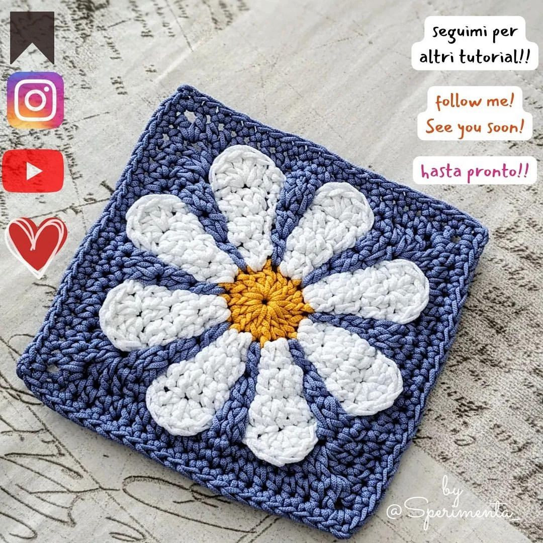 Free Crochet Daisy Square Pattern