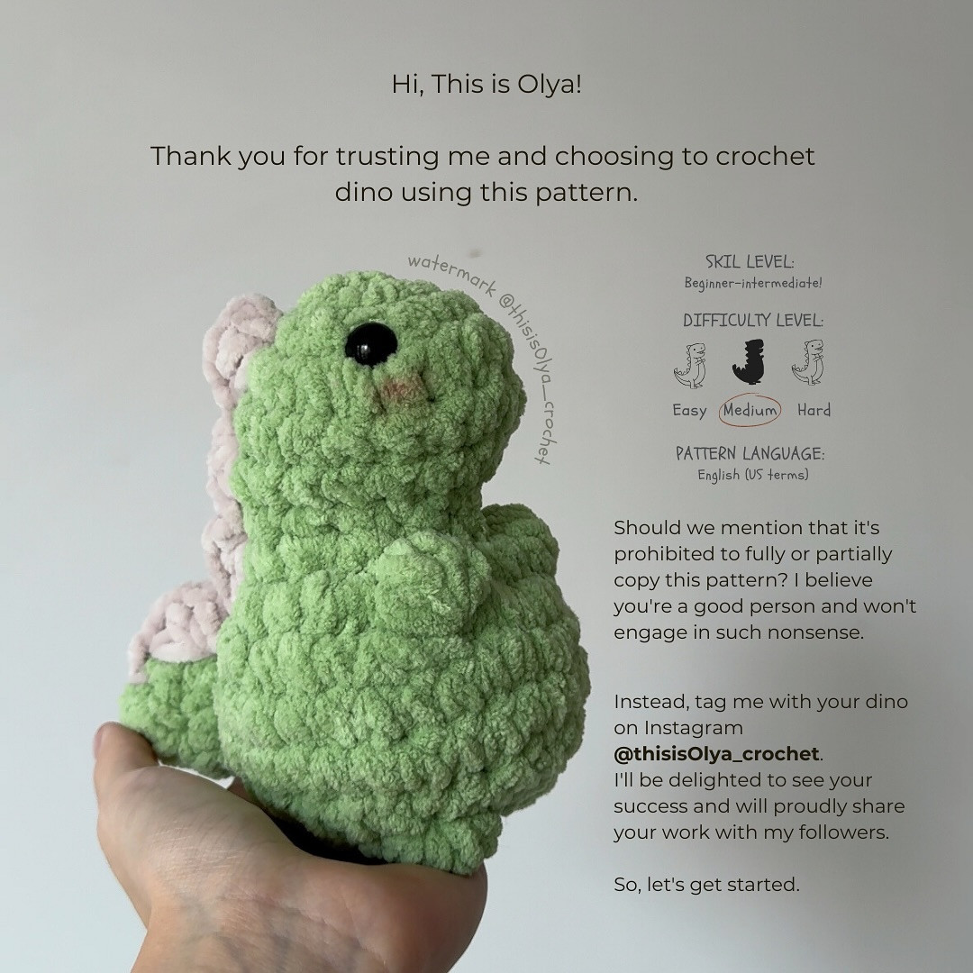 Free Crochet Dinosaur Pattern: Low Sew Design