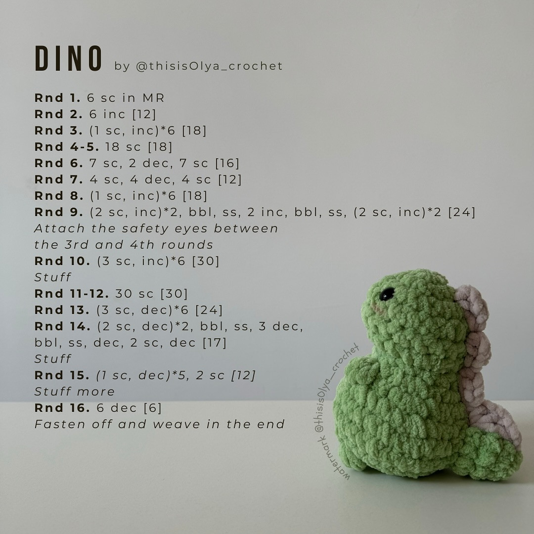 Free Crochet Dinosaur Pattern: Low Sew Design