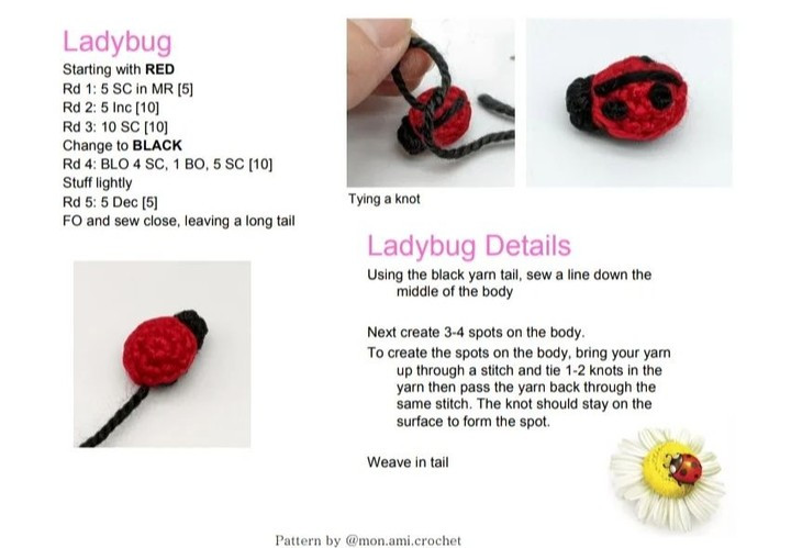 Free Crochet Flower Bug Bookmark Pattern
