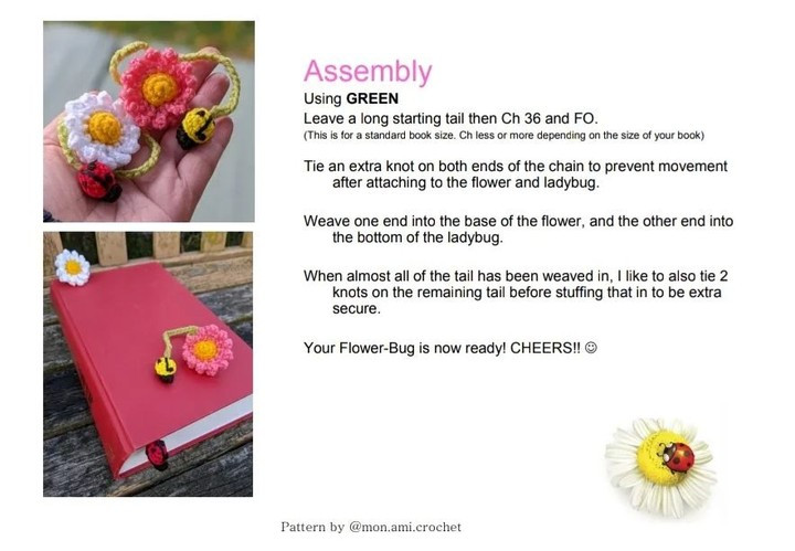 Free Crochet Flower Bug Bookmark Pattern