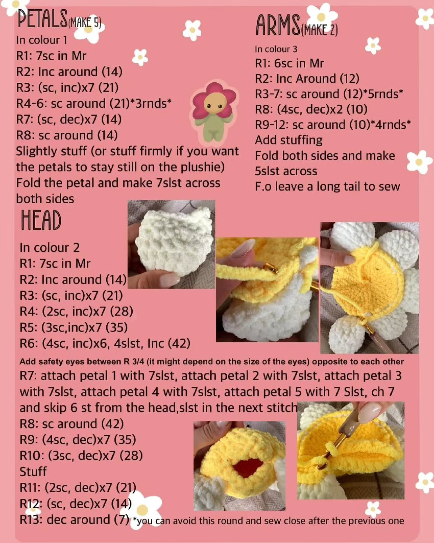 Free Crochet Flower Teddy Pattern