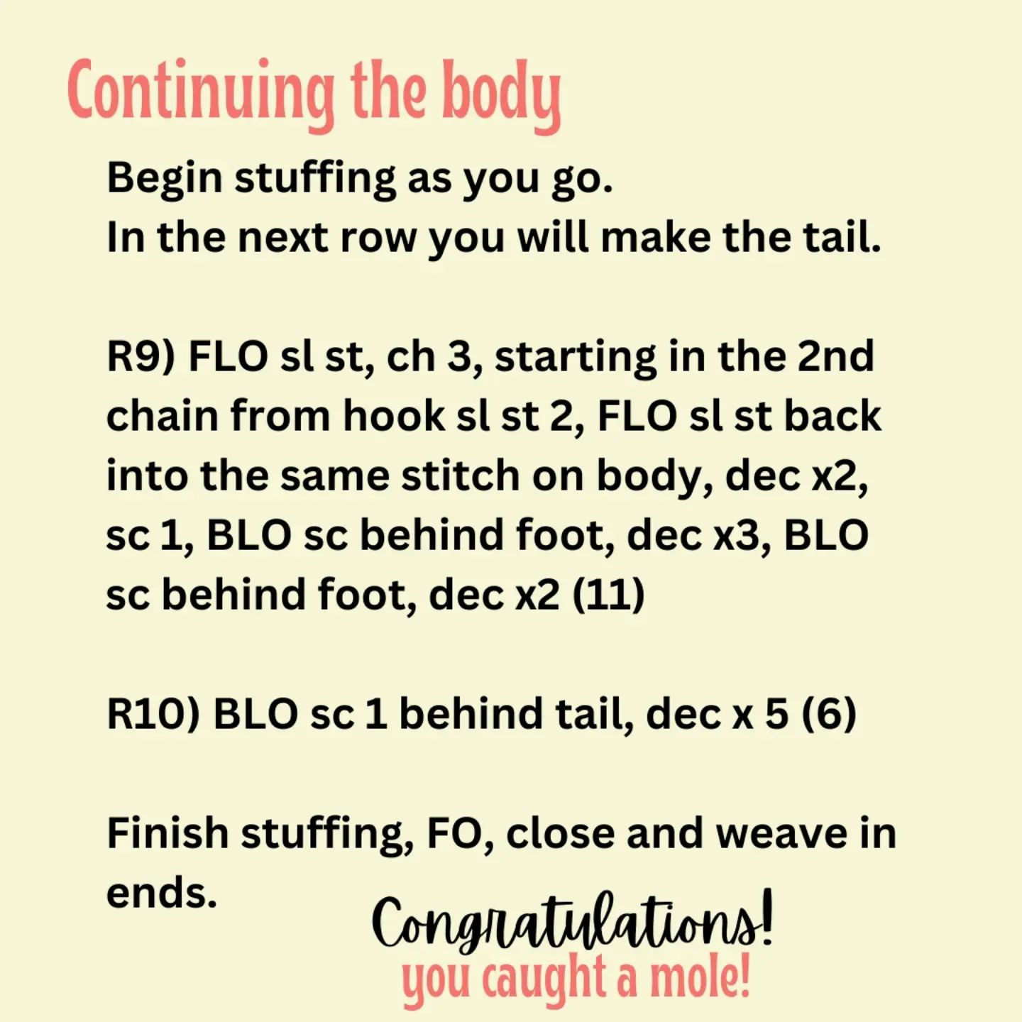 Free Crochet Mole Pattern Chart
