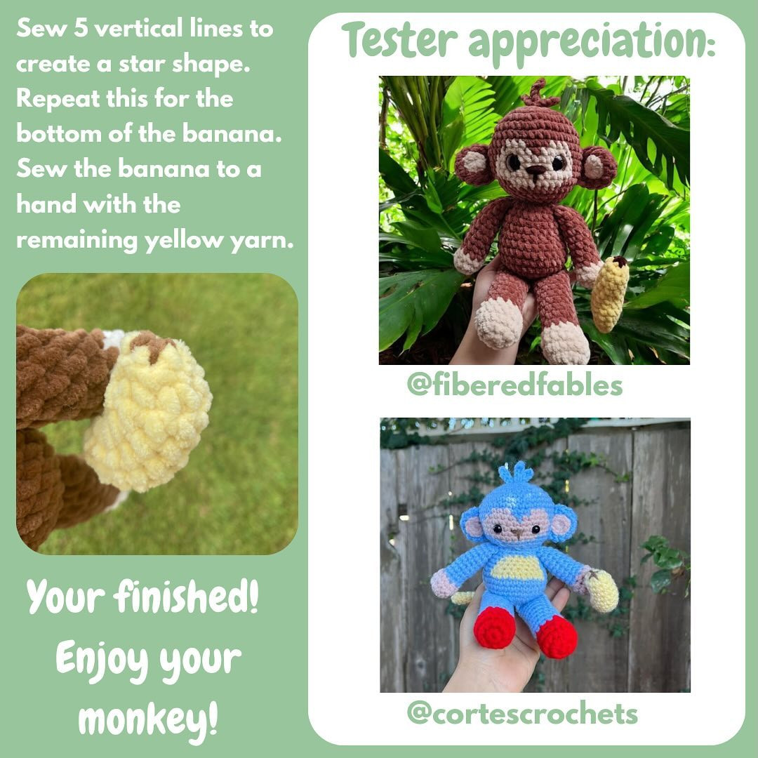 Free Crochet Monkey Pattern 🐵 FREE MONKEY WITH BANANA PATTERN 🍌