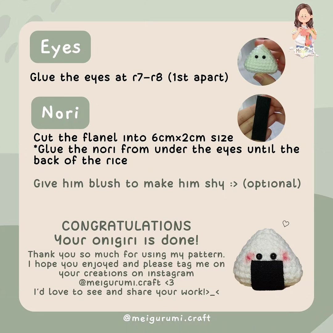Free Crochet Onigiri Pattern: No Sewing Needed