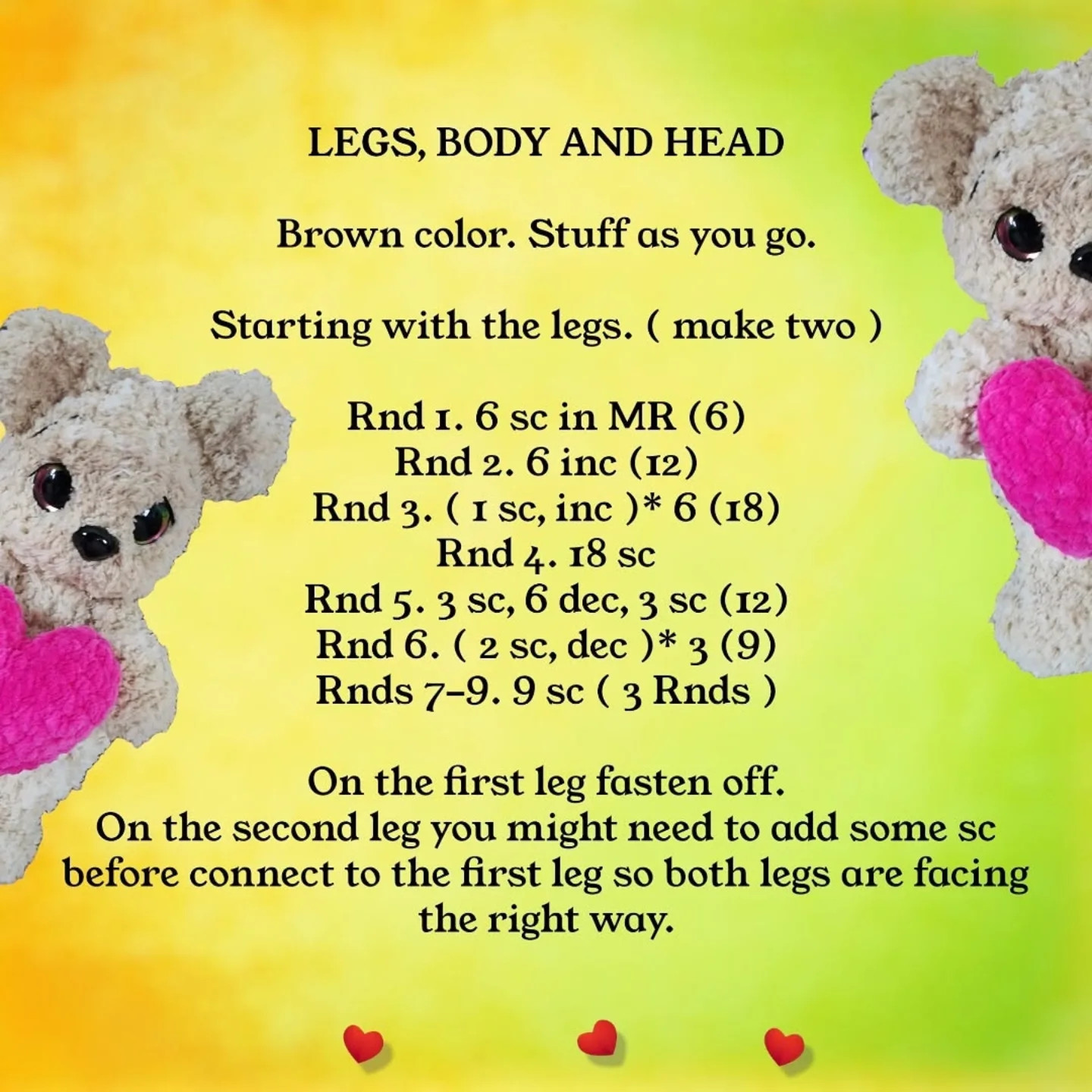 Free Crochet Pattern: Adorable Amigurumi Teddy Bears