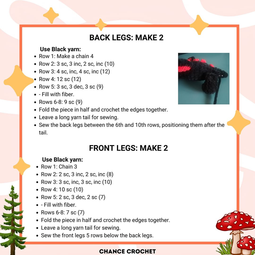 Free Crochet Pattern: Adorable Black & Red Dragon