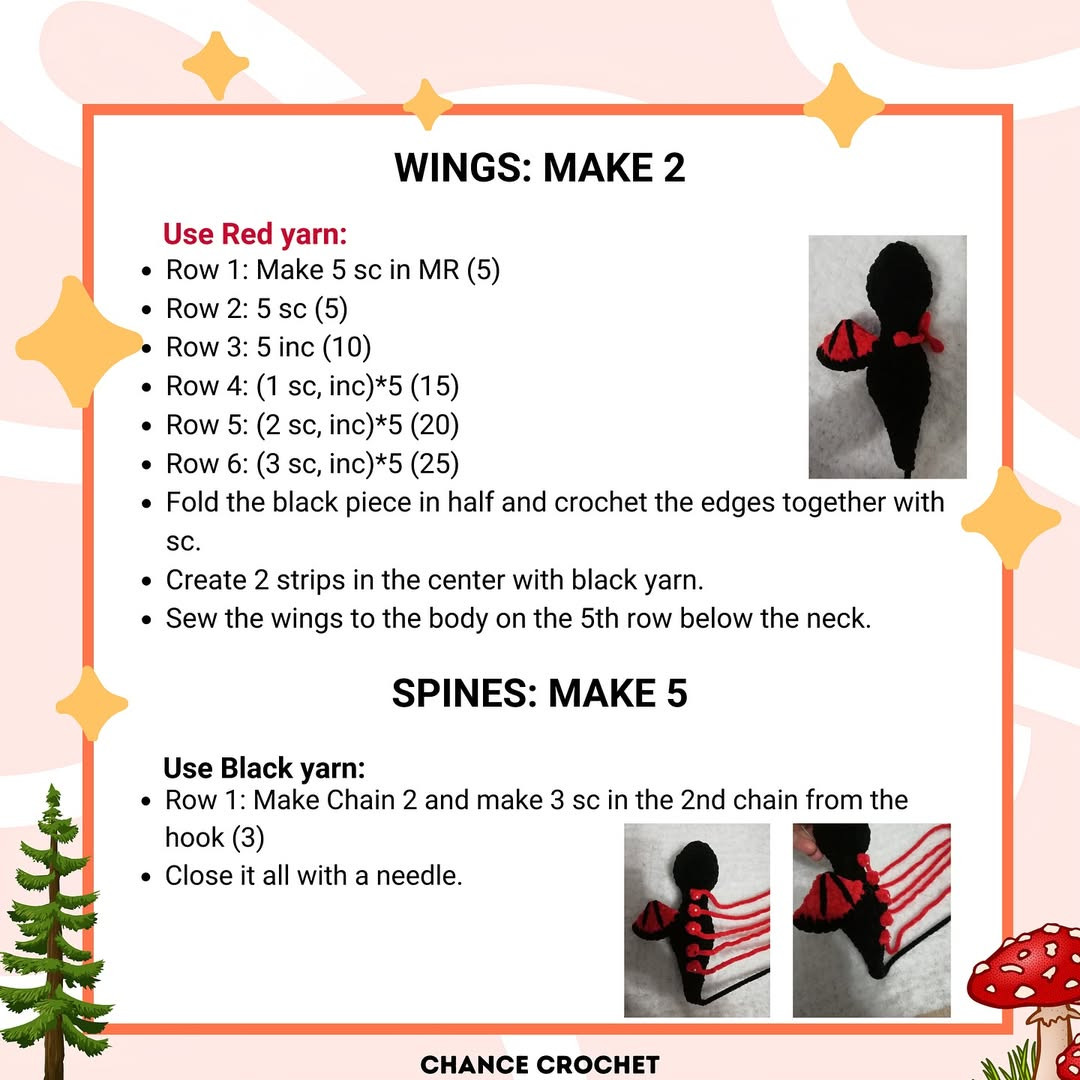 Free Crochet Pattern: Adorable Black & Red Dragon