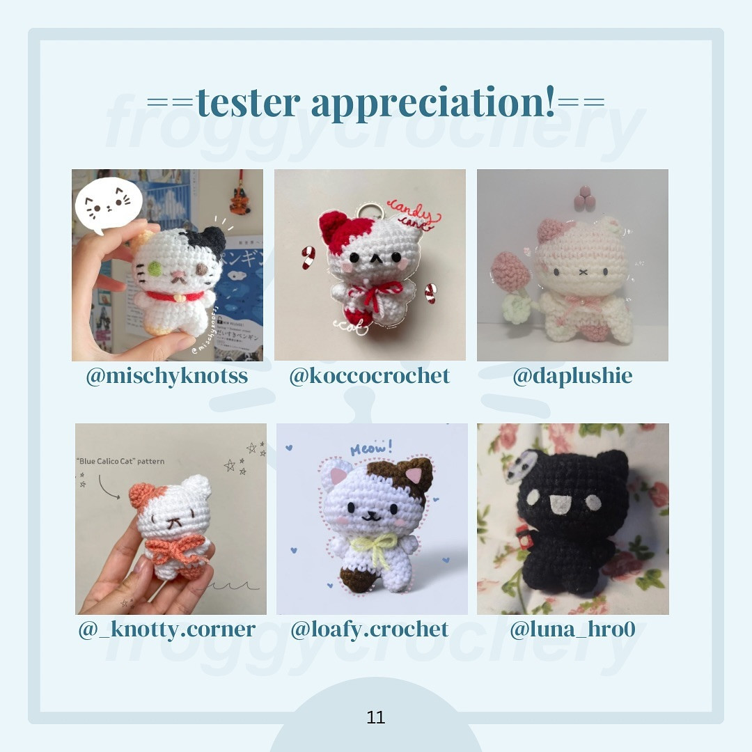 Free Crochet Pattern: Adorable Blue Calico Cat
